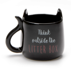 Alternative view of Black Sculpted Cat Mug