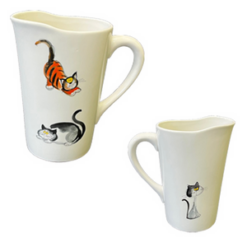 Porcelain Milk Bag Holder with picture of funny cats