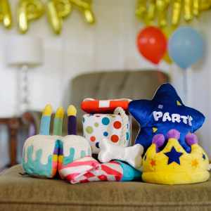 Party Time Plush Dog Toy Collection all the toys