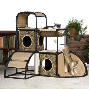 Catville Leopard Print Townhome with cat jumping