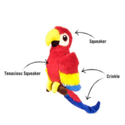 Fetching Flock Plush Dog Toy Collection Dimensions of the Parrot