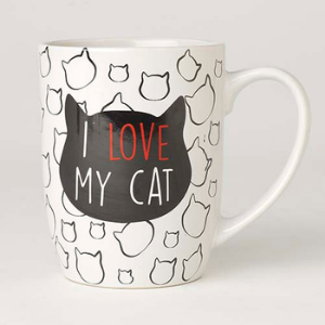 I Love My Cat 24 Ounce Mug with black cat face