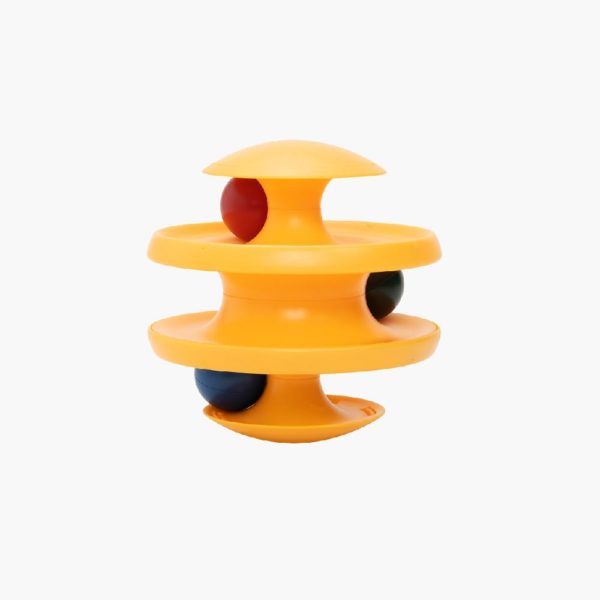 Yellow ball with balls that move on a track