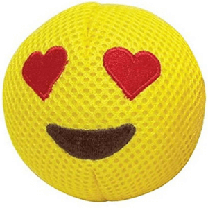 Smiling round squeaky dog toy
