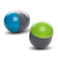 Blue and green Ricochet dog balls