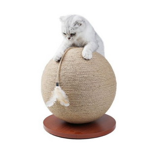 Finn & Winston Sisal Scratching Globe with white cat