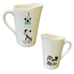 Porcelain Milk Bag Holder with pictures of Happy Dogs