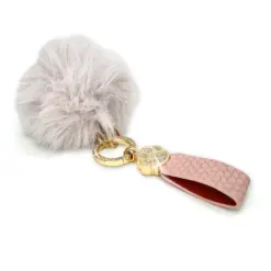 Faux Fur Fantasy Pendant Keychain Light Pink