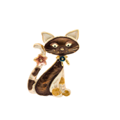Gold & Copper Accent Magnetic Cat Pin