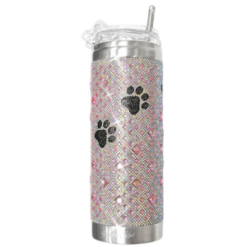 Light Pink Black Paws Crystal Lattice Tumbler by Jacqueline Kent