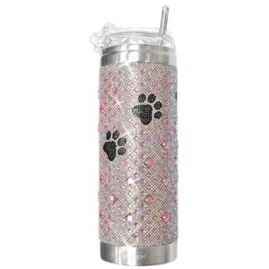 Light Pink Black Paws Crystal Lattice Tumbler by Jacqueline Kent