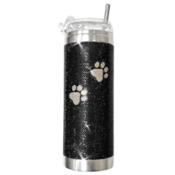 Black Crystal Lattice Tumbler with Silver Paws by Jacqueline Kent