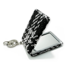 Lux Compact Mirror Keyfob Black Silver by Jacqueline Kent