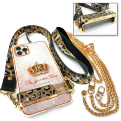 Gold Leopard Print Jewelled Crossbody Phone Lanyard by Jacqueline Kent